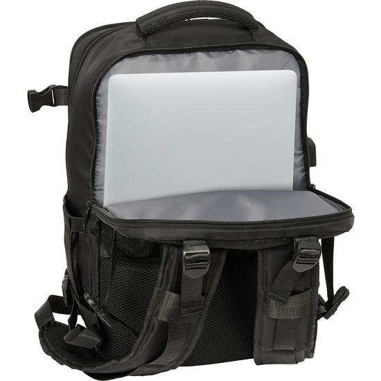 MOCHILA VIAJE CABINA PORTATIL 15,6 REAL MADRID NEGRA