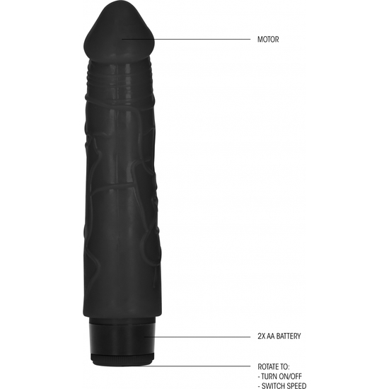 GC REALISTIC THICK VIBRATOR PENIS 20CM - BLACK