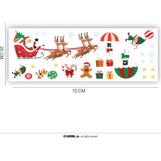 Comprar Decor. Adhesivo Pared 25x70 Cm. Santa Claus Trineo