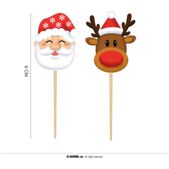 Comprar 12 Pcs Palillos Decorativos Santa 6 Cm Papel