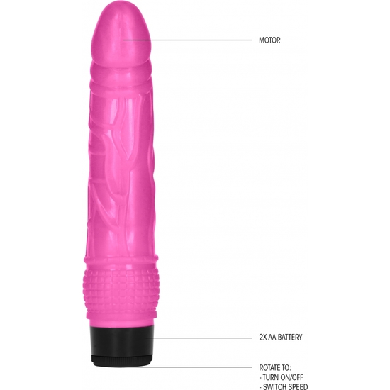 GC REALISTIC THIN VIBRATOR PENIS 20CM - PINK