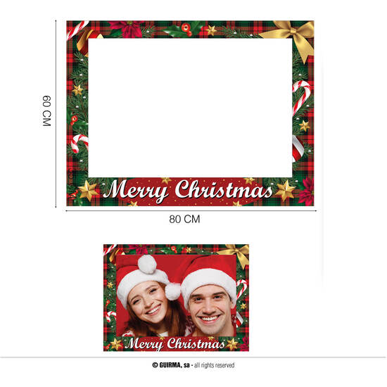 CAJA 12 PHOTOCALL MERRY CHRISTMAS ROJO 80X60 CM GUIRMA