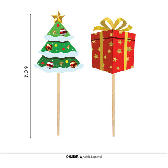 Comprar 12 Pcs Palillos Decorativos Arbol 6 Cm Papel