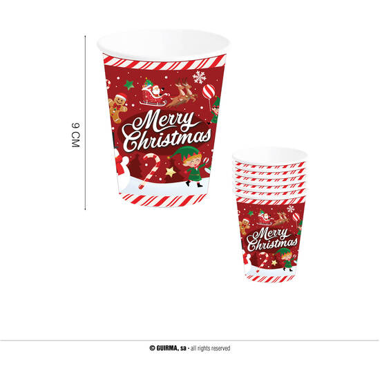 BOLSA 6 VASOS DE NAVIDAD 240 ML 9 CM GUIRMA