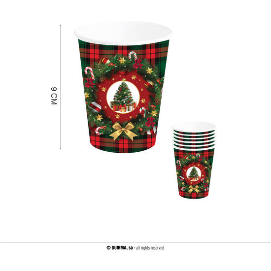 Comprar Bolsa 6 Vasos Arbol De Navidad 240 Ml 9 Cm