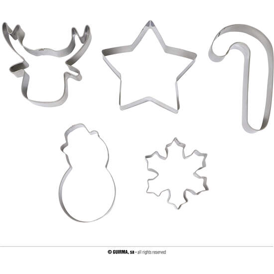 SET 5 MOLDES GALLETAS METALICOS SURTIDOS GUIRMA