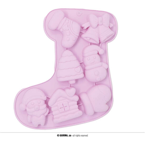 MOLDE SILICONA PARA 7 GALLETAS CALCETIN 22 CMS GUIRMA