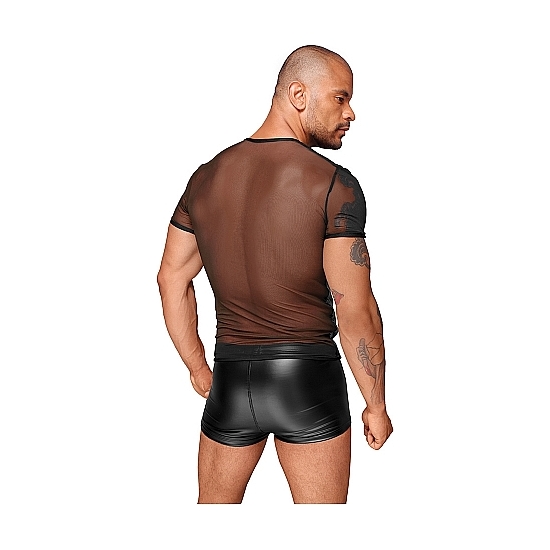 PVC T-SHIRT WITH TRANSPARENCIES - BLACK