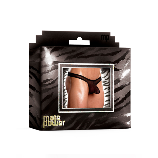 MALE POWER TRANSPARENT BLACK THONG