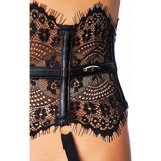 CAMPANA ELEGANT LACE LIGUEROS CON MEDIAS DE ENCAJE - NEGRO CAMPANA ELEGANT LACE LIGUEROS CON MEDIAS DE ENCAJE - NEGRO