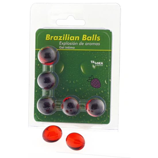 5 brazilian balls explosion de aromas gel intimo - fresa