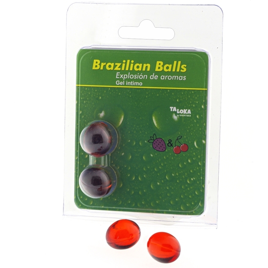 2 brazilian balls explosion de aromas gel intimo - fresa y cereza