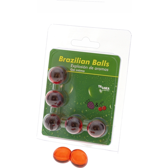 5 brazilian balls explosion de aromas gel intimo - fresa y cereza