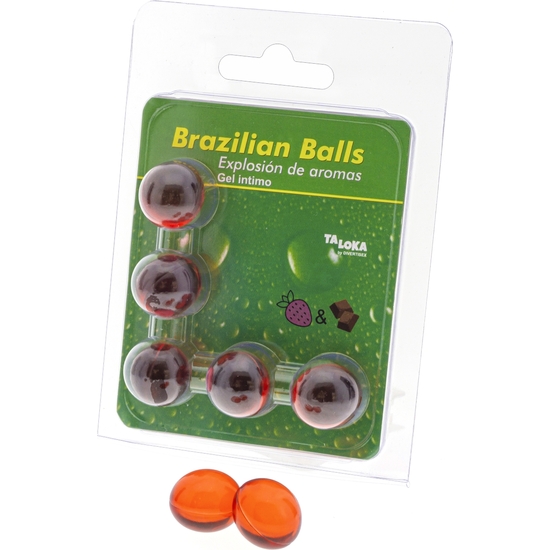5 brazilian balls explosion de aromas gel intimo - fresa y chocolate (1)