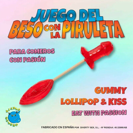 Juego chupa-chups doble pito y labios gominola