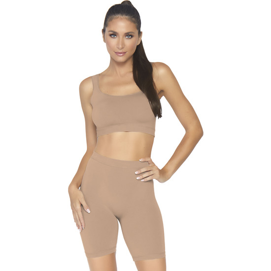 Conjunto opaco con pantalones ciclista - caramelo