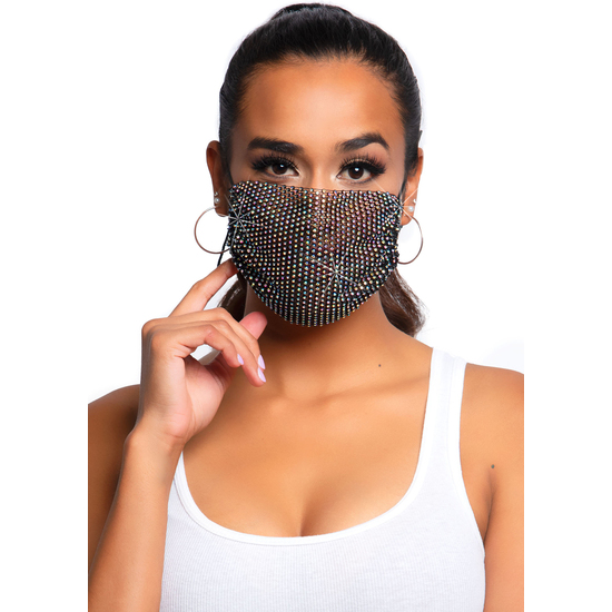 Leg avenue mascarilla harlow rhinestone - negro