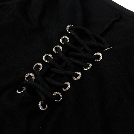 Body de color sólido negro de manga corta de una pieza con entrepierna abierta (6)