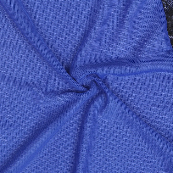 Picardías de malla azul de manga larga con cinturón (6)