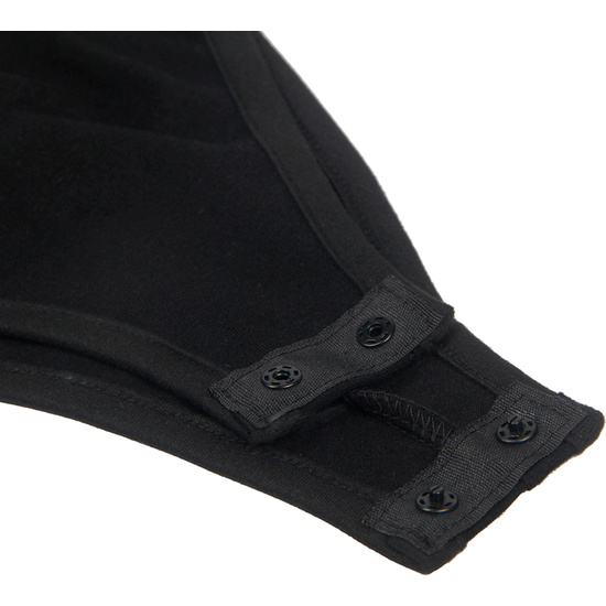 Body de color sólido negro de manga corta de una pieza con entrepierna abierta (7)