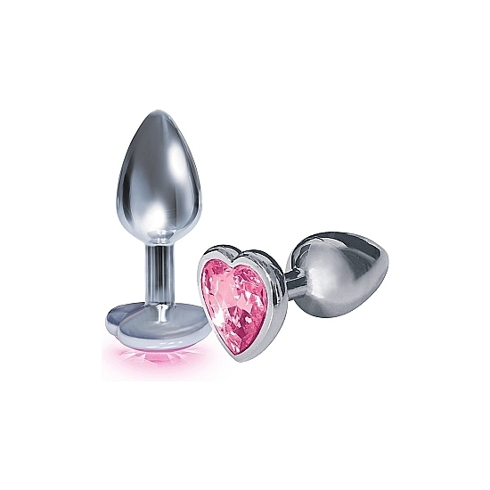 Plug anal acero inox con perla corazón rosa (1)