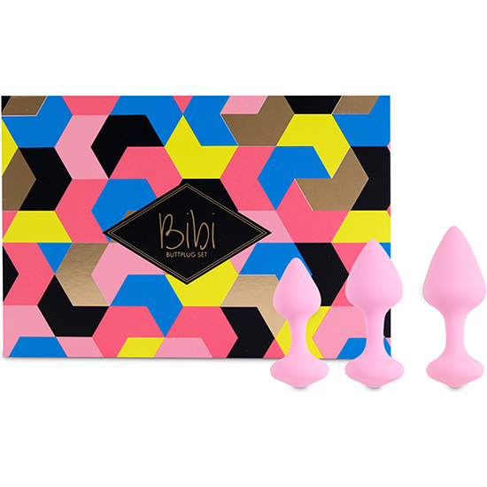 Feelztoys - bibi kit de 3 plugs silicona - rosa (1)