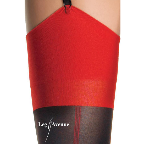 Leg Avenue Medias Negras Opacas Con Tacon Cubano Y Costura Trasera Roja 5411