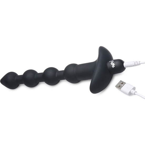 Plug vibrador remoto con bolas anales de silicona negro (3)