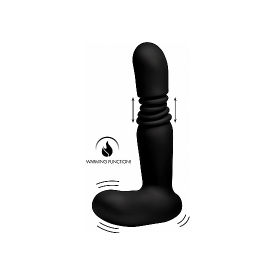 Vibrador anal thrusting de silicona con mando - negro (4)